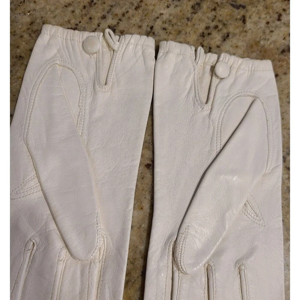 Vintage Size S 6.5 White Leather Formal 8